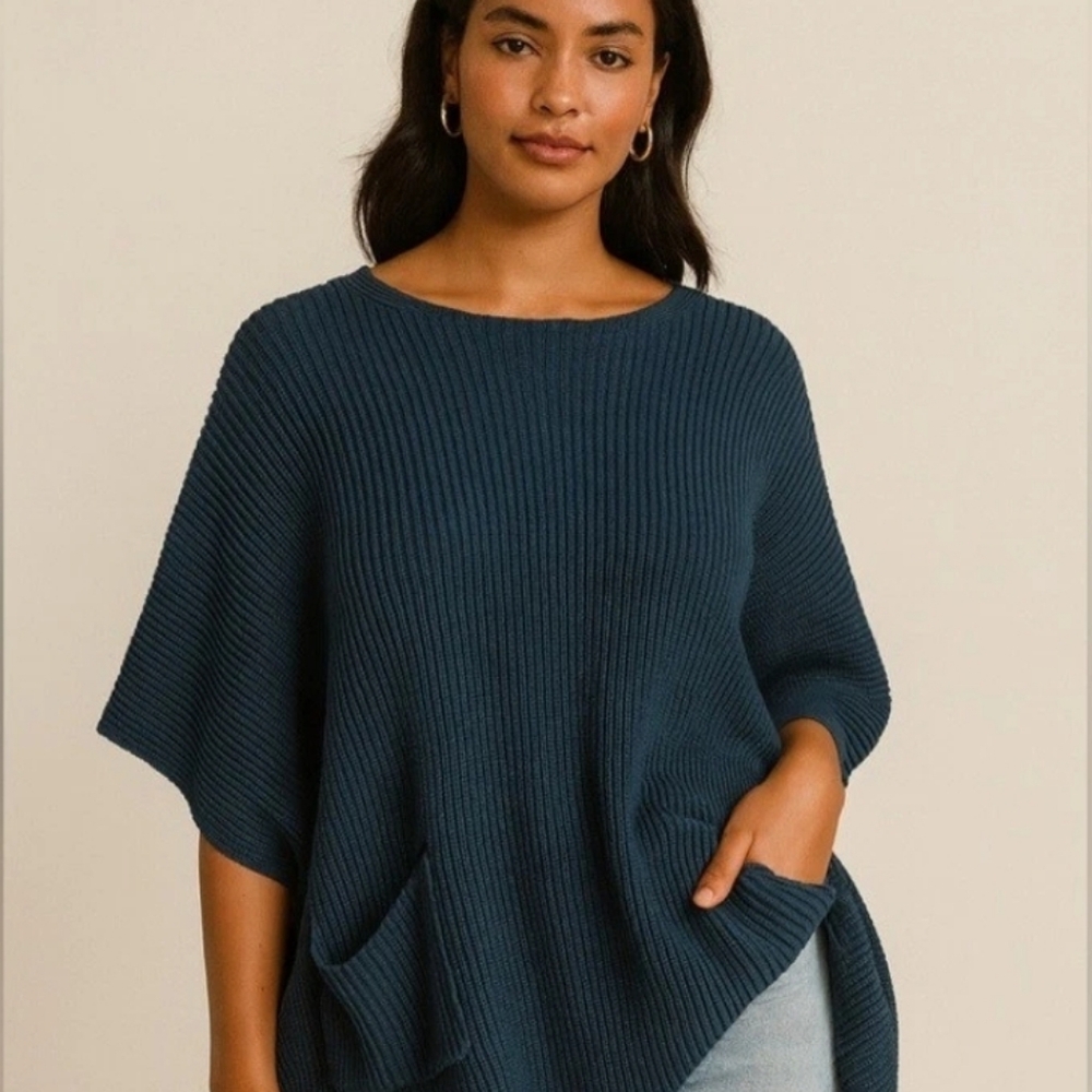 Cabi Flex Poncho Chunky Knit Pullover M/L
